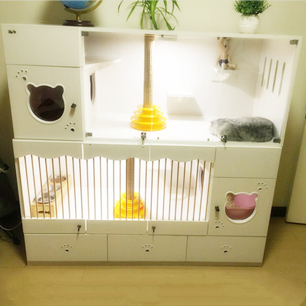 Cat Villa solid wood cat cage breeding cage cat house cat house small custom pet display cabinet Foster cabinet Cat House