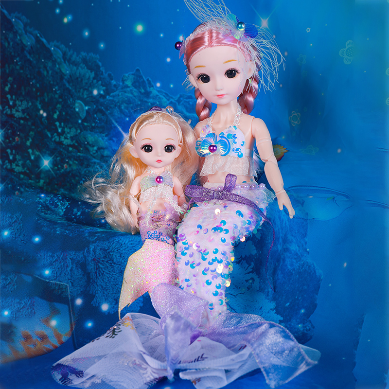 Tong Leba Bimeone Fish Doll Suite Girl Princess Costume Family Wine Toy Birthday Gift Emulation Human Fish Doll