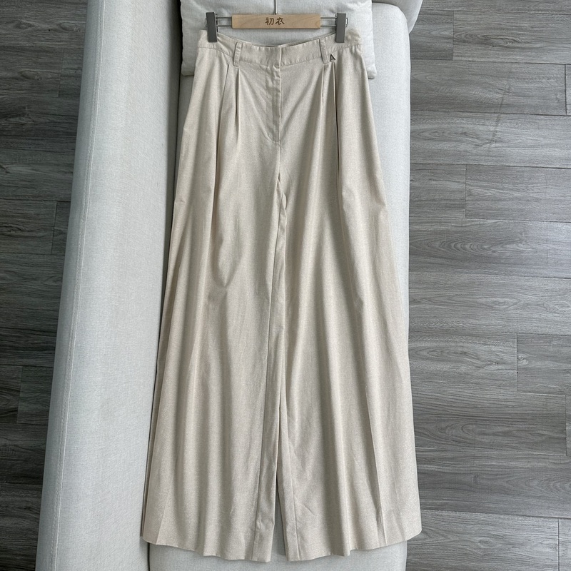 Italian Single-Piece Linen Blend Comfortable Breathable Gold-Thread Fashion High-Waisted Slimming Casual Versatile Long Wide-Leg Pants Italian Single-Piece Linen Blend Comfortable Breathable Gold-Thread Fashion High-Waisted Slimming Casual Versatile Long Wide-Leg Pants