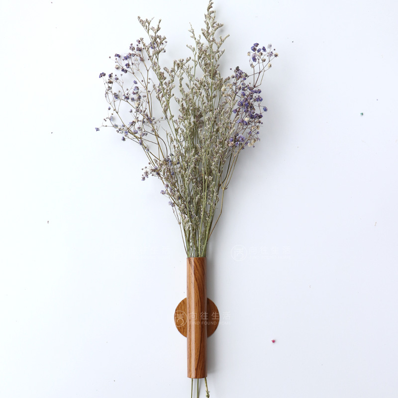 Simple and elegant wrought iron flower arrangement wood grain sticker wall decoration drying flower device small fresh wall home accessories vase