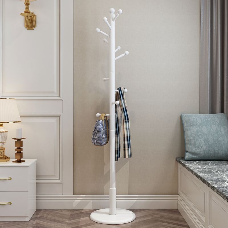 European solid wood coat rack Floor-to-ceiling hanger Foyer bedroom hanger Simple living room single rod household clothes rack