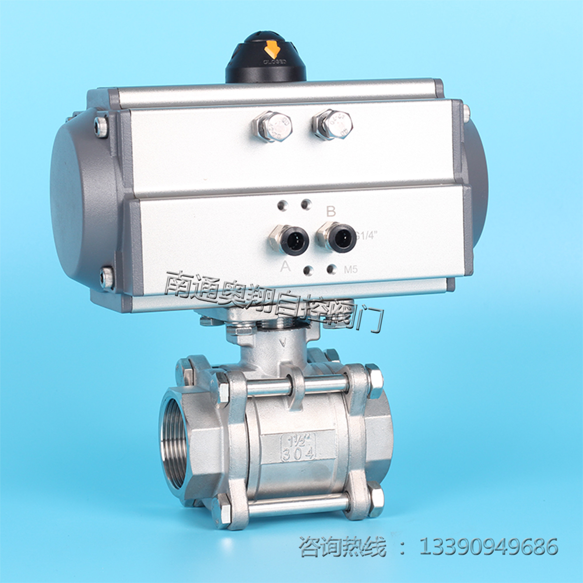Aoxiang Q611F pneumatic three piece threaded ball valve threaded DN15 20 25 32 40 50 80 100