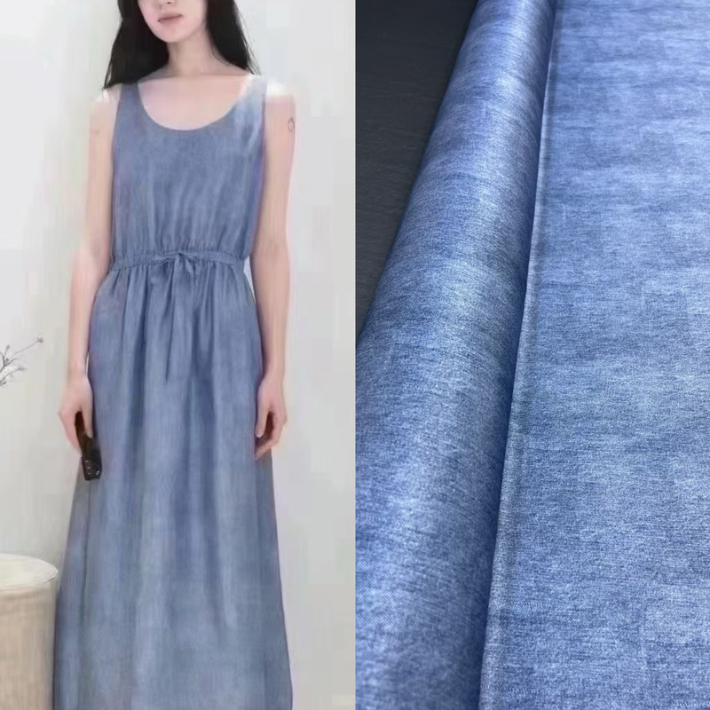 【Denim Blue】Silk Stretch Twill Fabric Mulberry Silk Shirt Dress Fabric Designer DIY Handmade 【Denim Blue】Silk Stretch Twill Fabric Mulberry Silk Shirt Dress Fabric Designer DIY Handmade