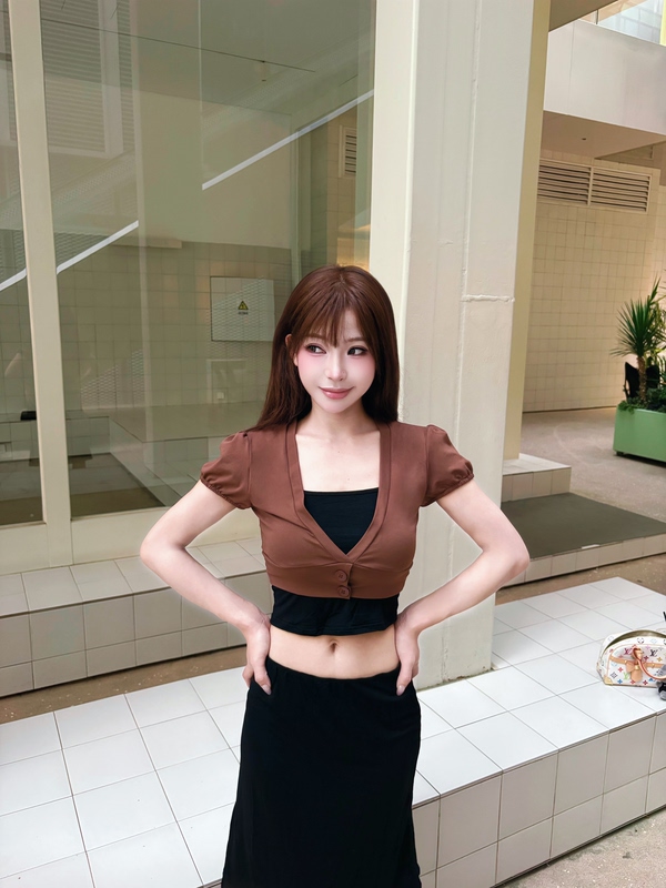 Moka-Summer Layered Suspender Short-Sleeved Two-Piece Hip-Hugging Skirt Slimming Three-Piece Set