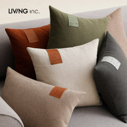 Living Inc Cotton and Linen Pillow Modern Simple Solid Color Thickened Sofa Living Room Cushion Cover Light Luxury Bed Pillow