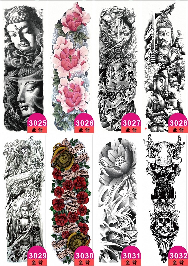 3 cánh tay đầy đủ + 3 cánh tay nửa cánh tay lớn vĩnh viễn cánh tay hình xăm totem không thấm nước kéo dài xã hội nam nữ vẽ tranh cơ thể hình xăm dán đẹp cho nữ