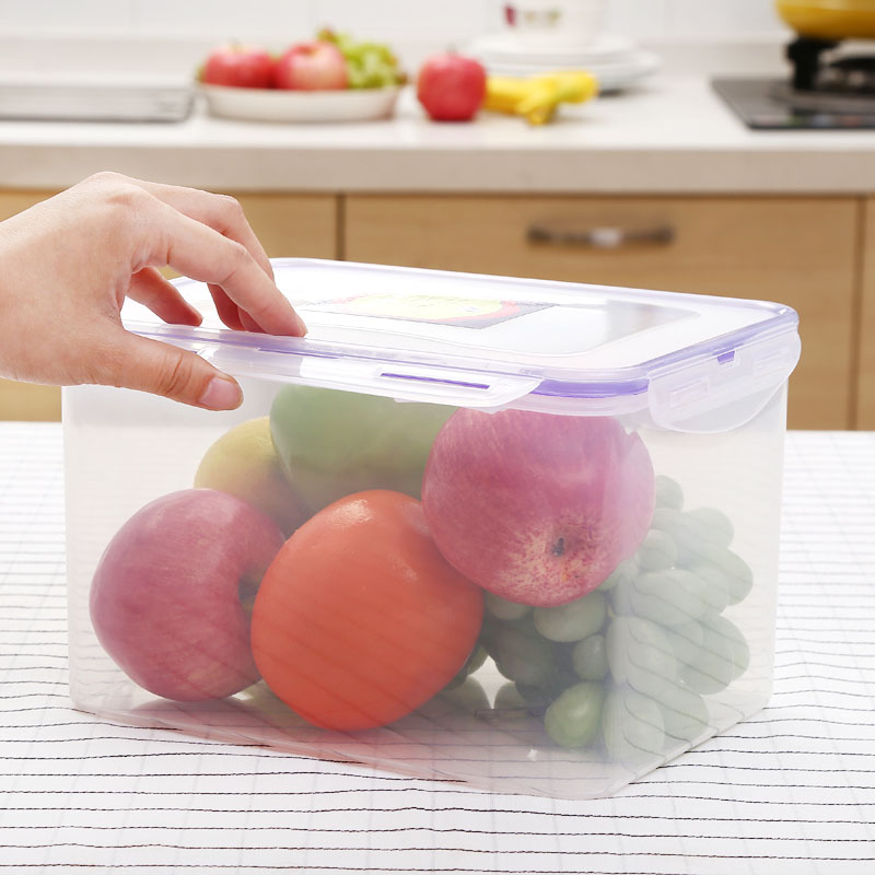 Rectangular large capacity 4500ml plastic fresh-keeping box refrigerator storage finishing box freeze sealing with lock