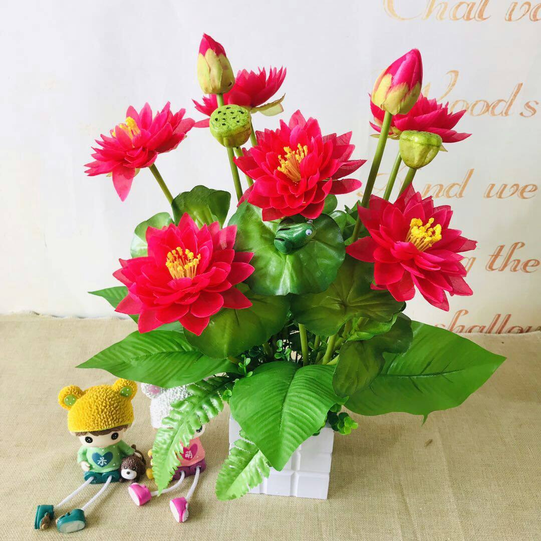 Buddha supplies small lotus flowers for Buddha flower to simulate single-branch lotus simulation plant pot scene lotus