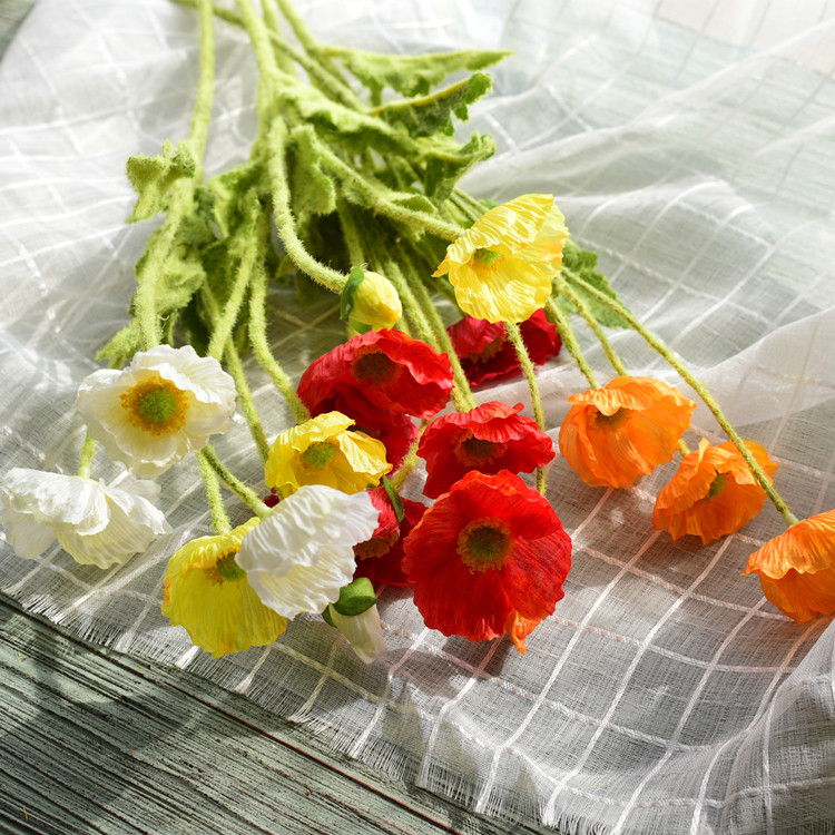 ins Korean poppy simulation bouquet fake flower poppy room decoration picnic set photo props homestay soft decoration