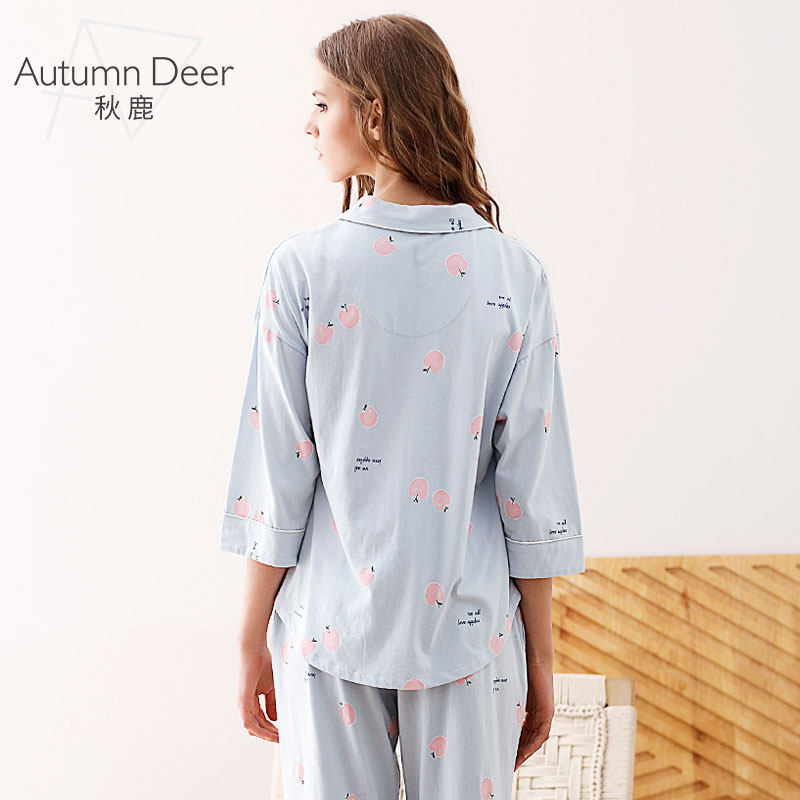 Pyjama pour femme en Coton à manches - Ref 2993672 Image 3