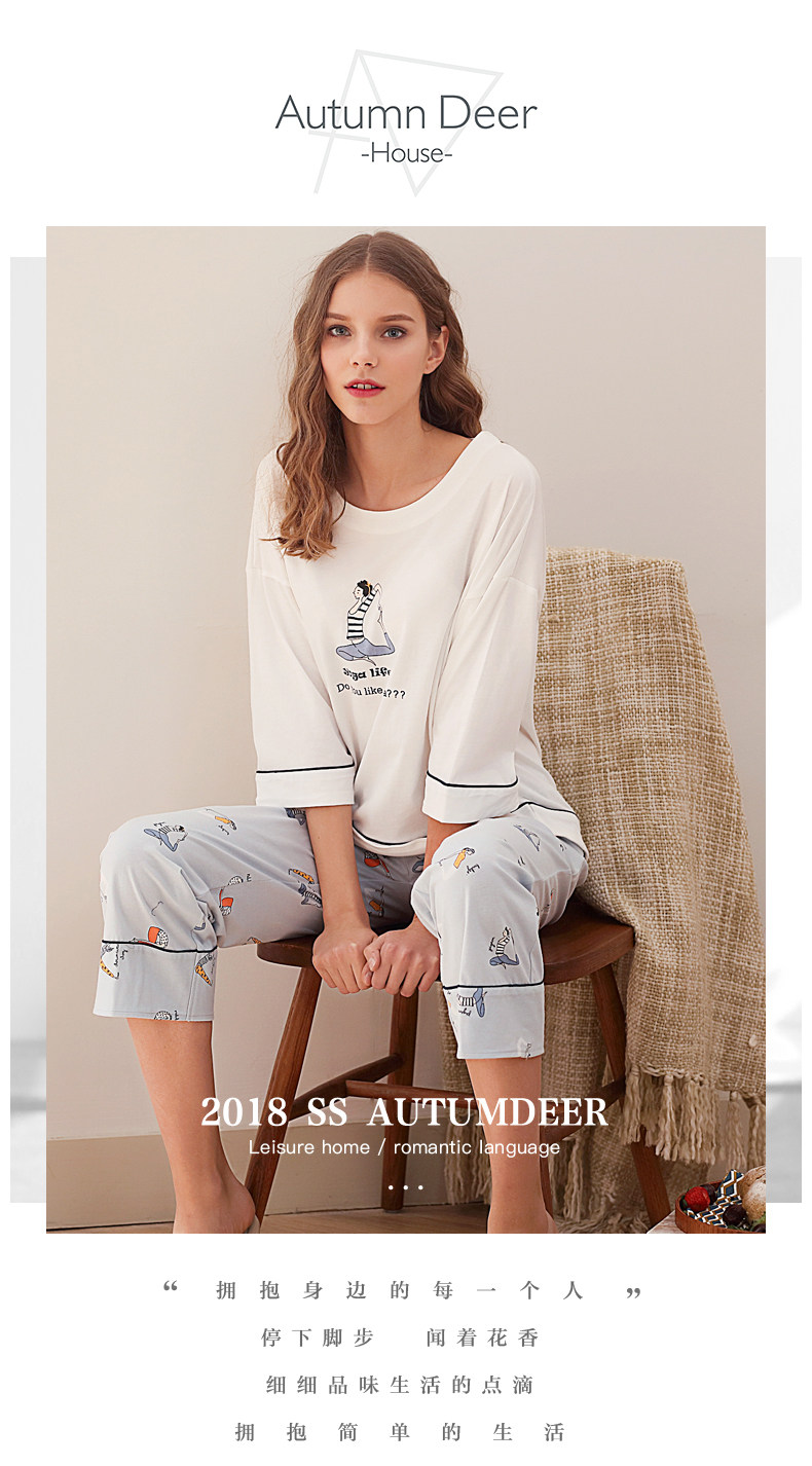 Pyjama pour femme en Coton à manches - Ref 2993698 Image 6