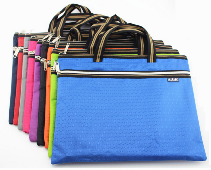 Large capacity double layer canvas bag document bag A4 zipper bag canvas document bag information bag briefcase storage bag