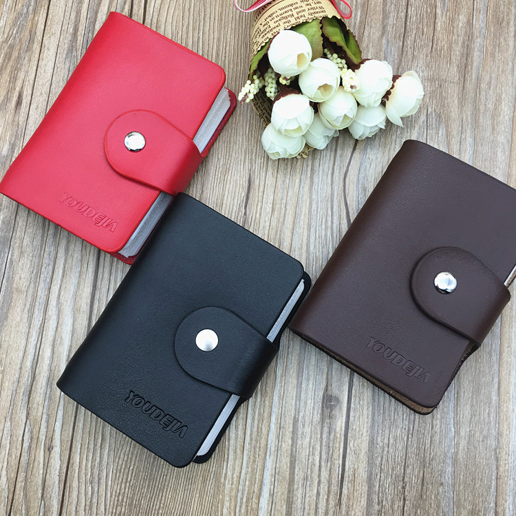Card Bag Women Style Multi-Position Business Brief Multifunction Card Bag Containing of the Genuine Leather Card Release Card