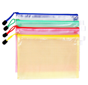 Mesh Bag Waterproof Pull Chain File Bag Containing Bill Bag A4 Exam Paper Bag Student Pull Side Bag Archival Bag Print