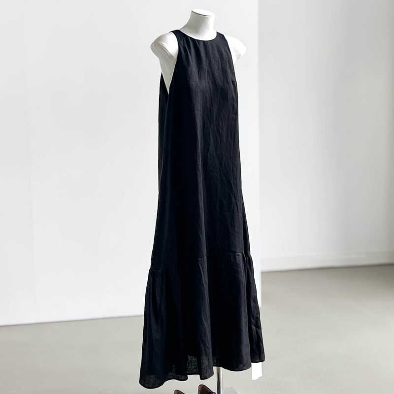 Black Linen Vest Dress for Women, New Summer Style, French Retro, Simple, Elegant, High-End, Sleeveless Long Dress Black Linen Vest Dress for Women, New Summer Style, French Retro, Simple, Elegant, High-End, Sleeveless Long Dress