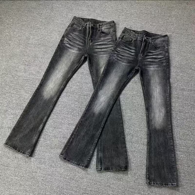 American-Style Fashion Washed Black-Gray 517 Stretch Slim-Fit Flared Jeans for Men, Trendy Slimming Vibe Casual Pants