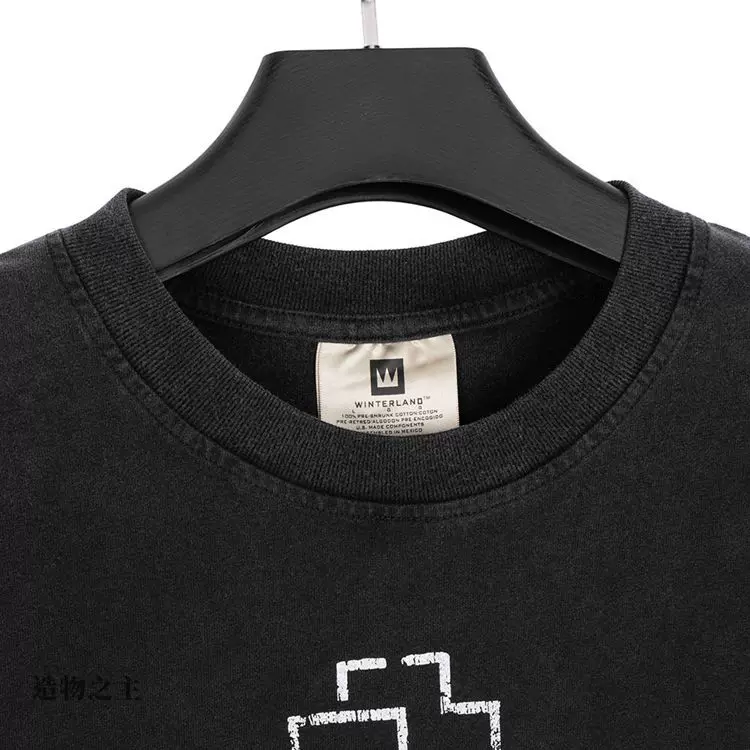 [Тяжелый германский танковый RAMMSTEIN Vintage винтажная стирка для мужчин и женщин пара коротких рукавов]