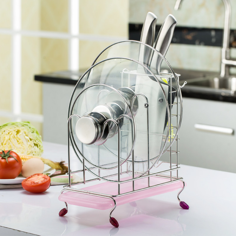 Cover holder with water-receiving disc discharge chopping board chopping board case board shelf 304 stainless steel kitchen shelving tool holder