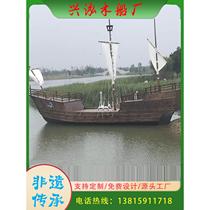 Internet celebrities support customized props European-style recreational wooden boats decorative boats large outdoor landscape pirate sailboats antique boats