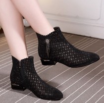 2021 summer fashion Korean version of large size womens shoes 40-43 Spring Hollow breathable short boots soft bottom casual mesh boots