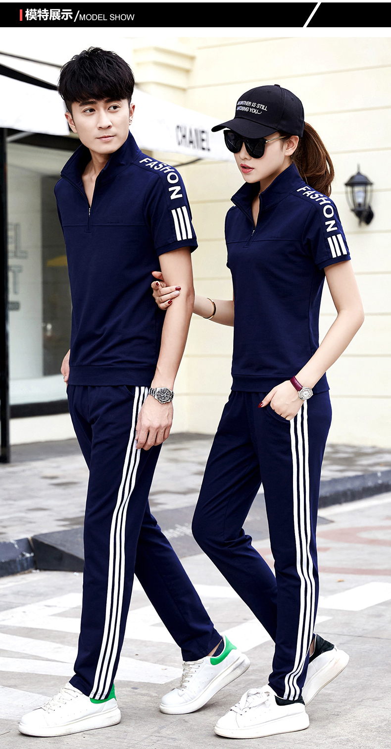 Couple thể thao phù hợp với nam giới mùa hè ngắn tay T-Shirt quần thể thao mùa hè của phụ nữ chạy thường phần mỏng hai mảnh bộ thể thao adidas