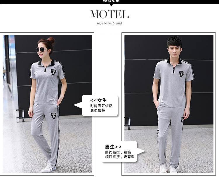 Thể thao phù hợp với nam giới mùa hè ngắn tay T-Shirt quần vài thể thao của phụ nữ thường chạy quần áo mỏng hai mảnh bộ quần áo gió the thao nam mùa đông