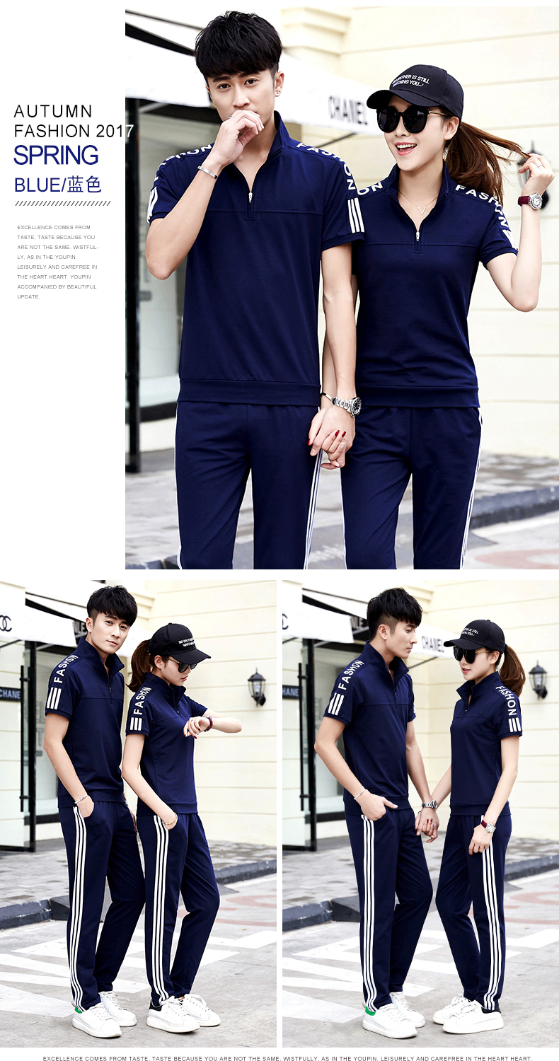 Couple thể thao phù hợp với nam giới mùa hè ngắn tay T-Shirt quần thể thao mùa hè của phụ nữ chạy thường phần mỏng hai mảnh bộ thể thao adidas