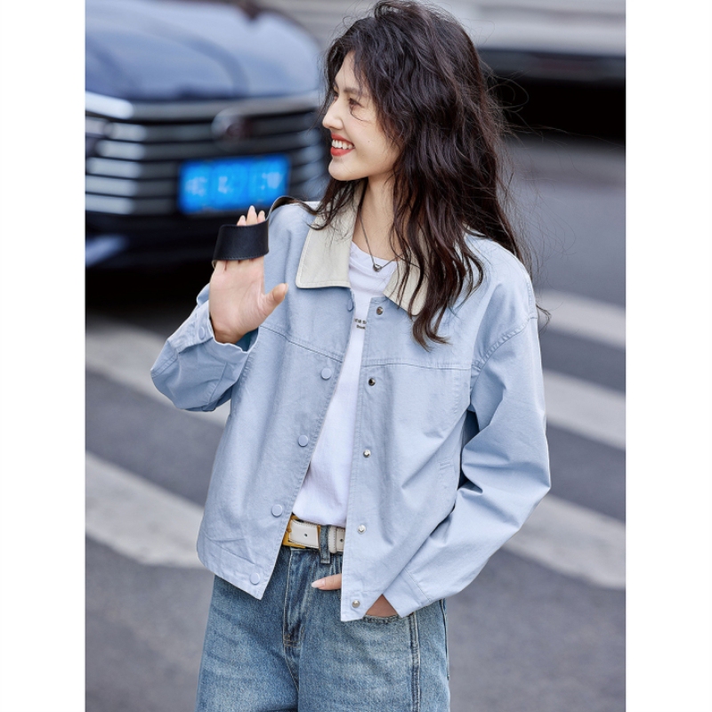 Authentic Gede New Workwear Style Lapel Short Jacket for Women 2026 Spring and Autumn Versatile Loose Long-Sleeve Jacket Top