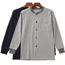 Mens middle-aged and elderly underwear pure cotton long-sleeved cardigan autumn coat single-layer cotton wool cardigan double-breasted plus size warm autumn coat