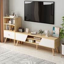 TV cabinet Tea Table Combo Suit Brief Modern Living Room TV Enclosure Small Household Solid Wood Leg Multifunction Wall Cabinet