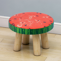 Small stool for home round stool Mushroom Stool Creative Simple Living Room Small Bench stool Short stool Pine Wood Cloth Art Changing Shoes footrest