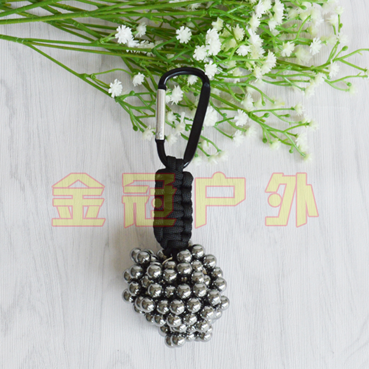Outdoor permanent magnet strong magnetic iron slingshot steel ball suction ferromagnetic strong magnetic pendant suction steel ball with hole mountaineering buckle pendant