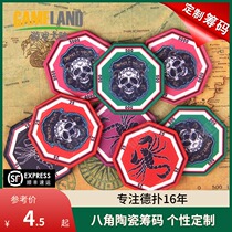 Game continent Octagon Texas Holdem ceramic chip coin personality custom design German Flutter creative token custom
