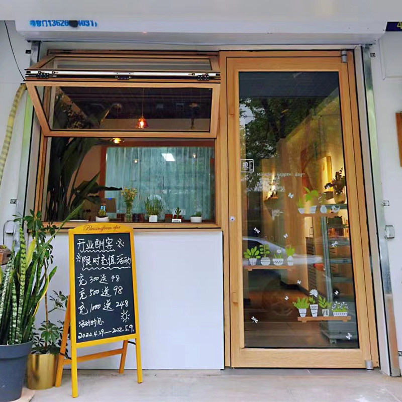 Push and pull window up and down on the net red push window and pull window and milk tea shop outdoor and window shop one manufacturer customize