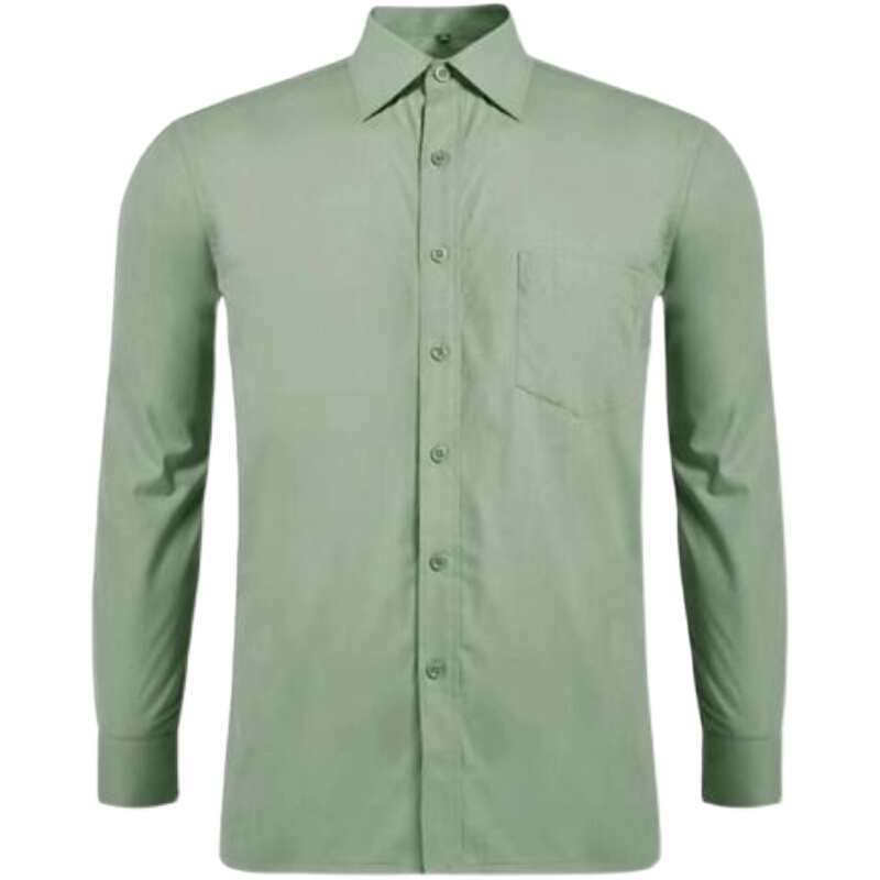  Plus Size Men's Army Green Lined Shirt Professional Business Firefighter Spring and Autumn Long Sleeve Solid Color Shirt
