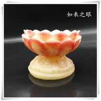 Pink imitation Jade resin lotus base hand-cranked warp tube wheel seat Tibetan Buddhist supplies base