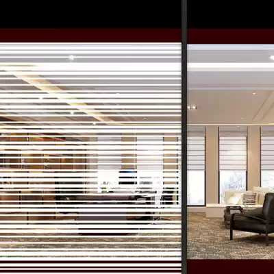 White messy stripe glass decorative film PET home sliding door window office Venetian curtain partition glass sticker