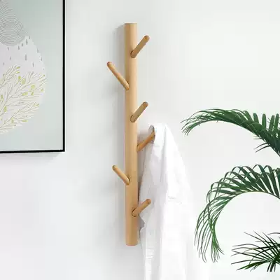 Nordic solid wood hanger coat rack Wall living room decoration adhesive hook homestay decoration creative branch adhesive hook