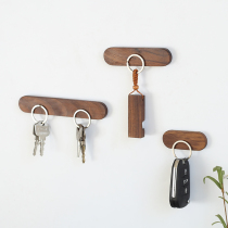 Key holder Walnut key magnet Wall hanging solid wood hook Log wall decoration ferromagnetic hook