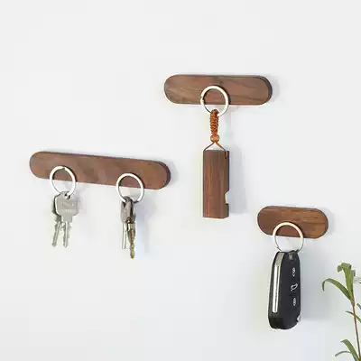 Key receiver walnut key magnet wall hanging solid wood adhesive hook log wall decoration ferromagnetic adhesive hook
