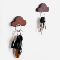  Key hook magnet Walnut wooden hook Creative shelf Change note decoration hanging key holder Wall sticker