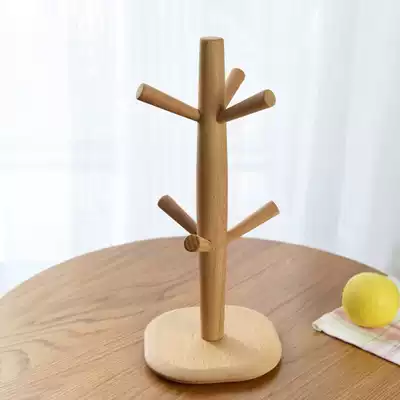 Beech Wood six-claw mug holder solid wood storage rack cup holder glove rack storage key storage