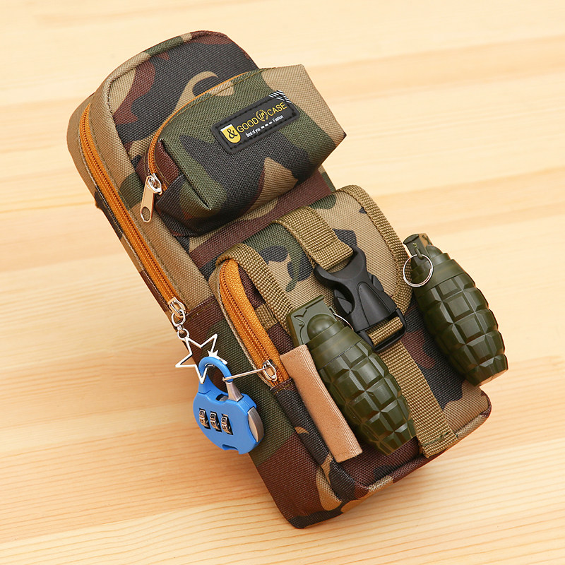 Large Capacity Camouflak Creative Pen Bag Male Children Primary And Middle School Students Multifunction Writing Case Boy Lead Pencil Case Stationery Bag-Taobao