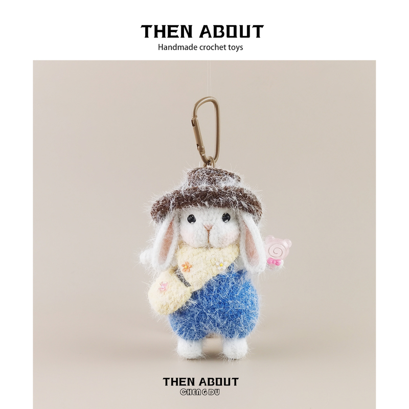 Thenabout Cute Blue Denim Candy Rabbit Bag Pendant Keychain Niche Creative Gift Thenabout Cute Blue Denim Candy Rabbit Bag Pendant Keychain Niche Creative Gift