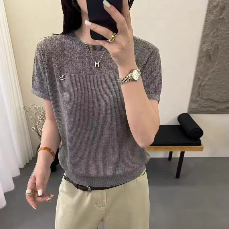 【Trojan Horse/Grey】Short-Sleeved T-Shirt for Women, New Summer Korean Style, Casual, Versatile, Breathable, Comfortable Top, Trendy 【Trojan Horse/Grey】Short-Sleeved T-Shirt for Women, New Summer Korean Style, Casual, Versatile, Breathable, Comfortable Top, Trendy