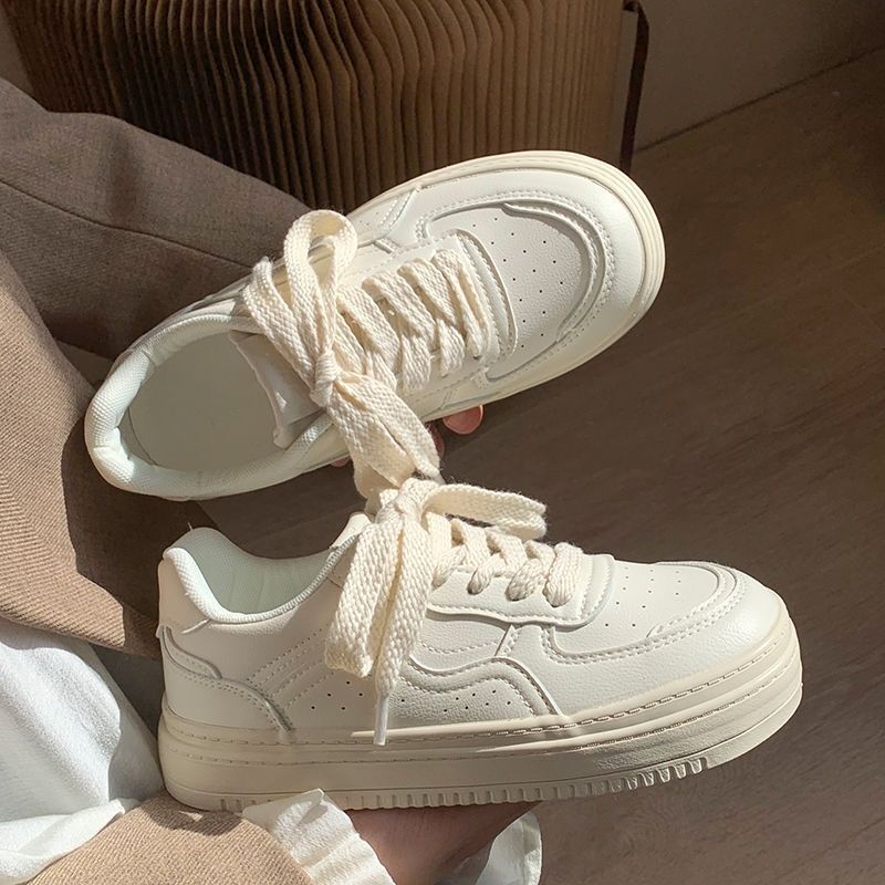 Plove Niche Original Versatile Student White Shoes for Women, Leather Surface, 2023 Spring New Design Sneakers Plove Niche Original Versatile Student White Shoes for Women, Leather Surface, 2023 Spring New Design Sneakers
