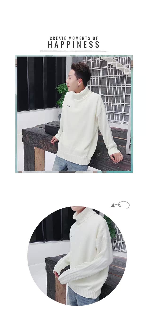 Áo len cổ lọ mùa thu đông cao Phiên bản Hàn Quốc của xu hướng áo len nam và nữ chất liệu mới cho nam áo len gile