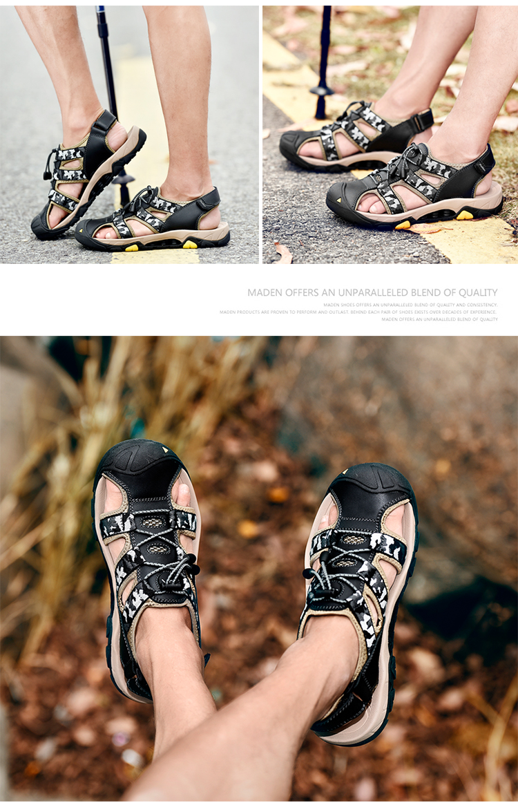 NIAN JEEP hè nam mới dép da baotou giày đi biển thoáng khí cỡ lớn giày thể thao giày sandal nam vento