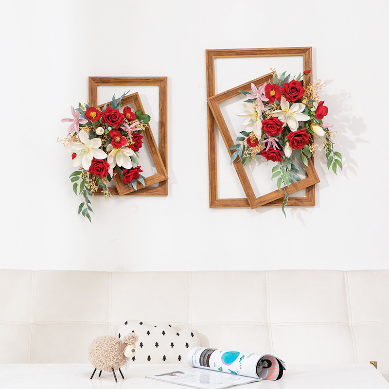 Simulation Flower Photo Frame Group of Family wall-mounted floral decoration Living room Bedroom dining room Dining Room Wall Fake Flower Hanging Ornament Swing