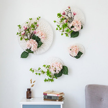 Modern minimalist hydrangea simulation flower fake flower wall hanging floral art silk flower wall wall hanging flower indoor living room wall decoration